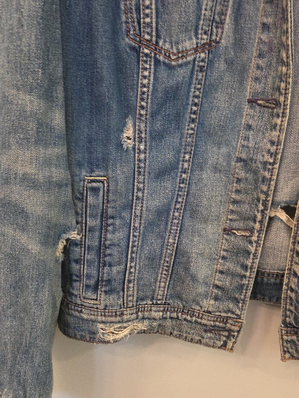 Distressed Light Blue Denim Jacket - Women - Picture 4 of 7
